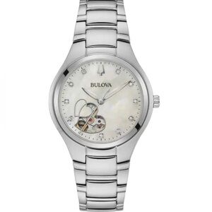 Bulova Silver Watch with White Dial